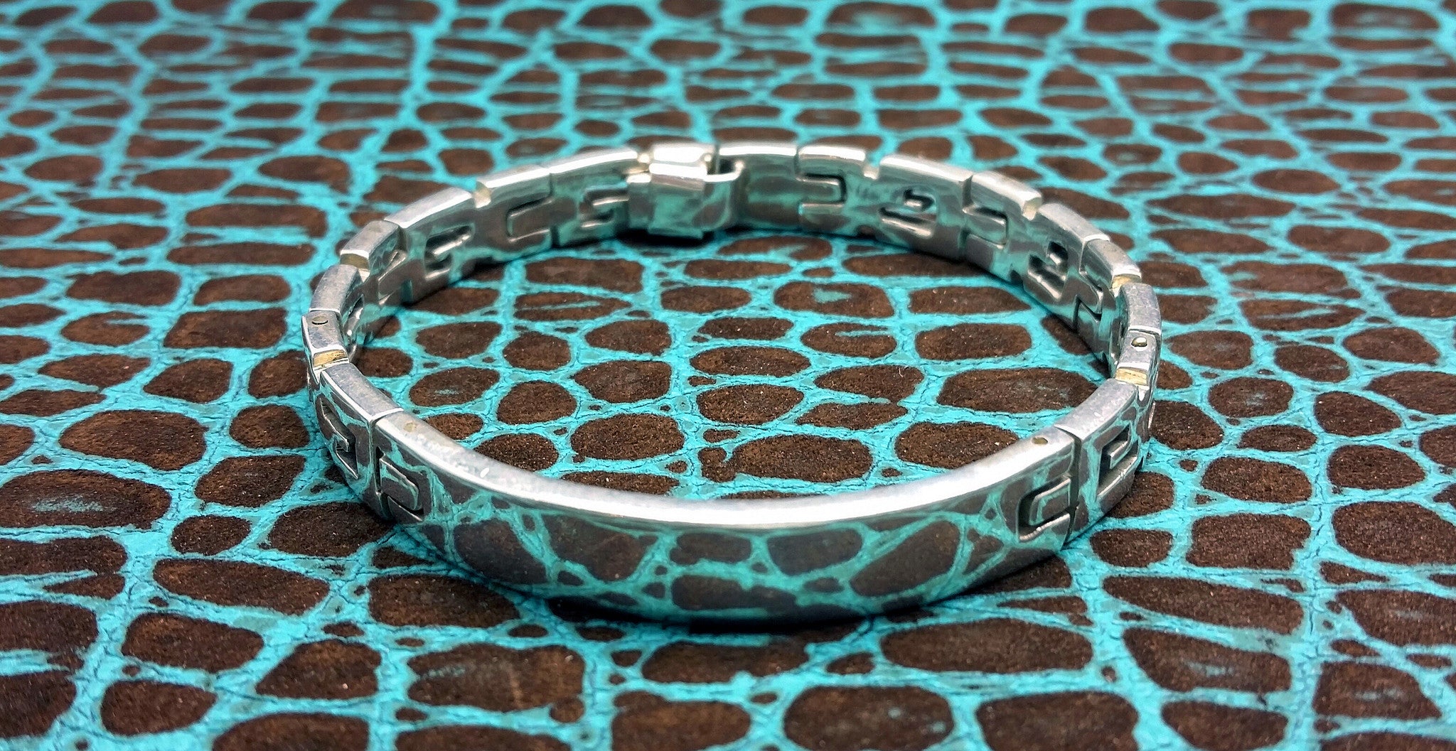 Mexican Vintage Taxco Hand Sculpted Sterling Silver Link Bracelet