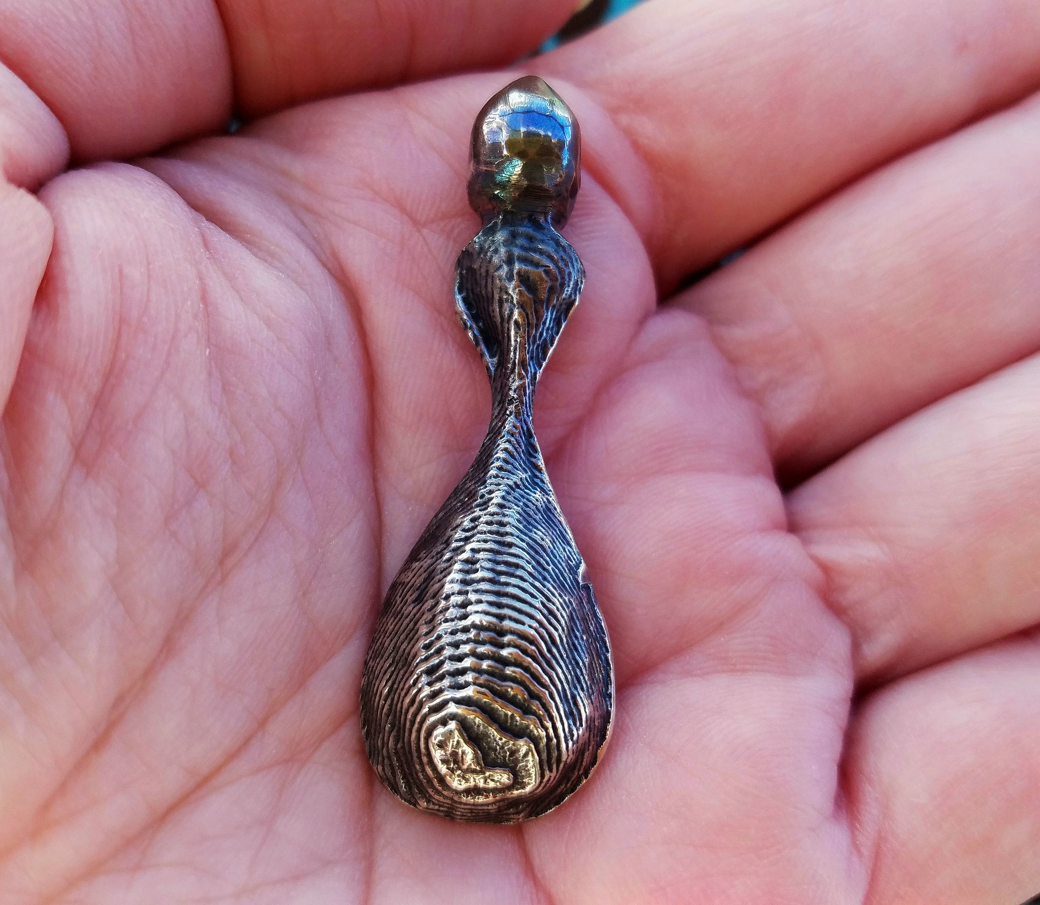 'Droplet' Hand-carved Hand-poured Cuttlefish Pendant #1 by Phantom