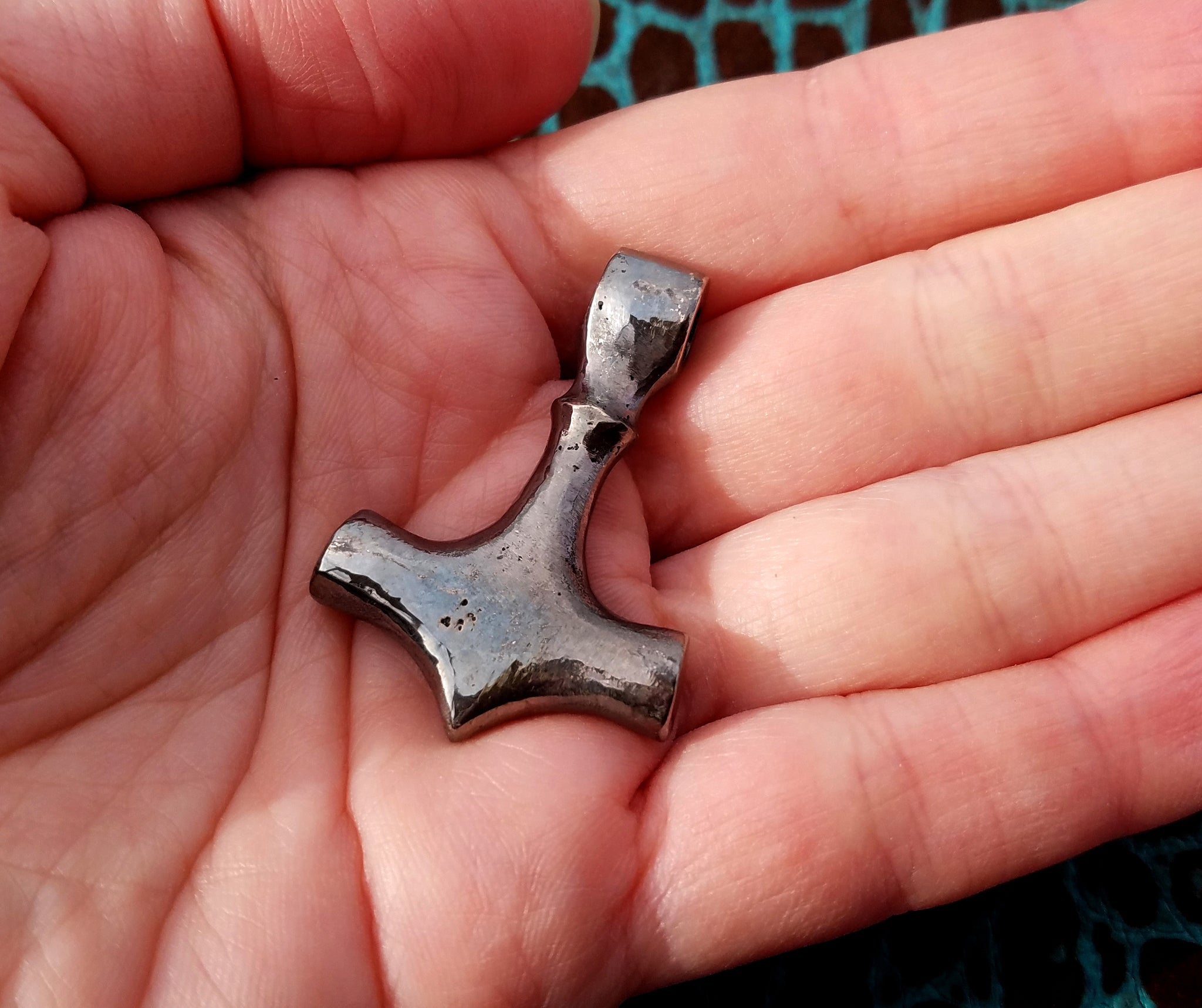 'Thor's Hammer' Hand-poured Solid 925 Sterling Silver Pendant #1 by Phantom