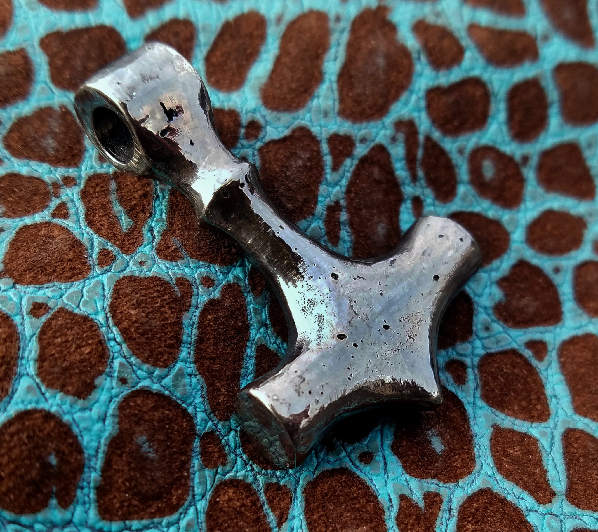 'Thor's Hammer' Hand-poured Solid 925 Sterling Silver Pendant #1 by Phantom
