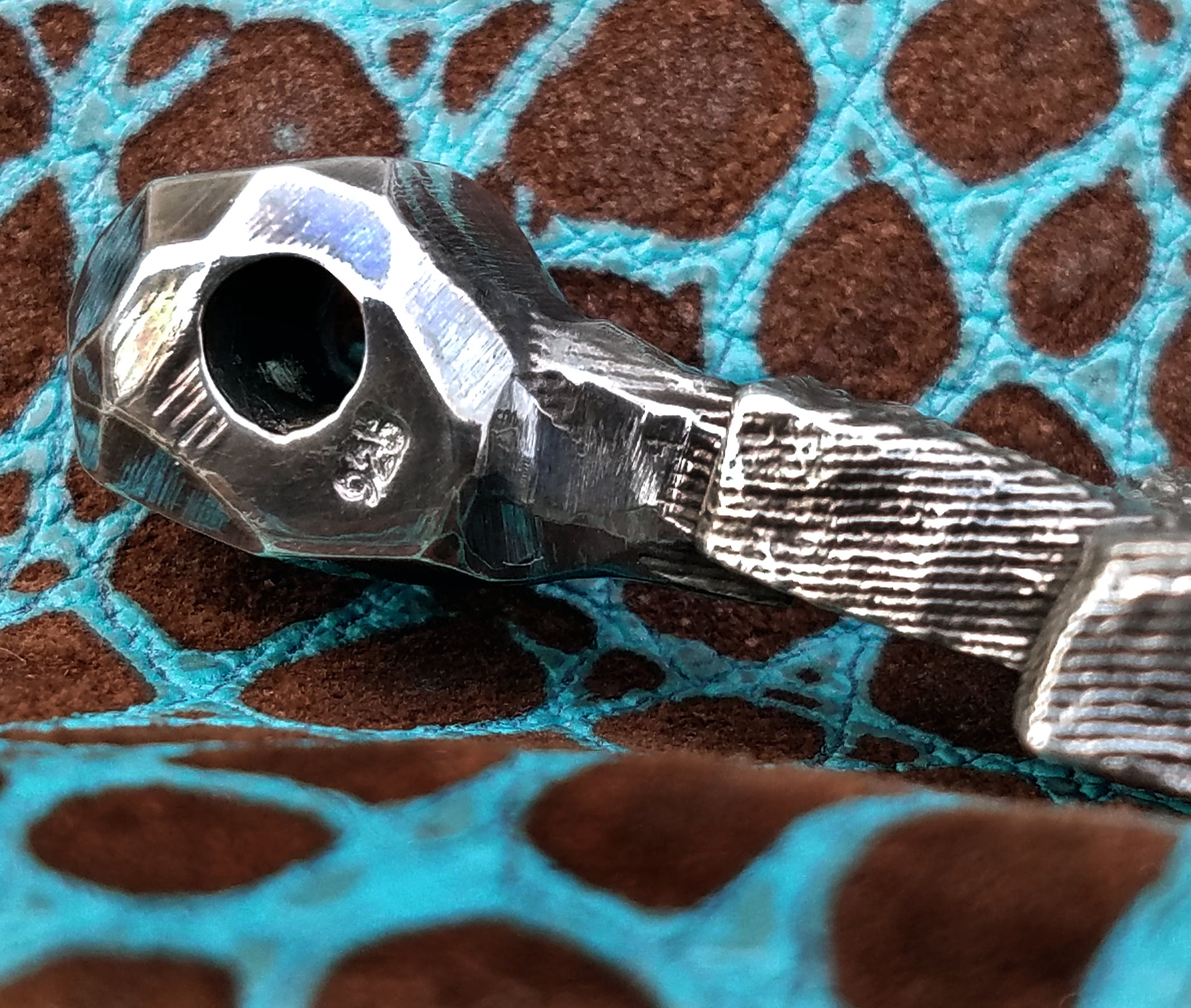 'Cross' Hand-carved Hand-poured Cuttlefish Solid Sterling Silver Pendant #1 by Phantom