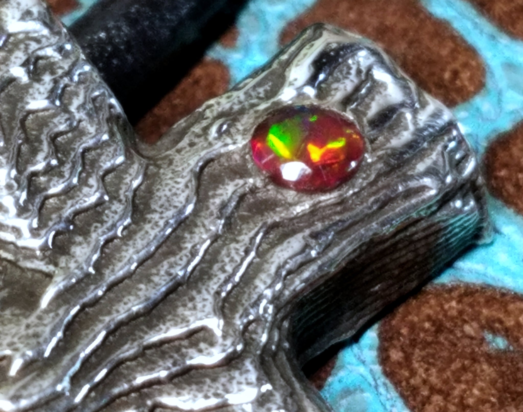 'Cross' Hand-carved Hand-poured Cuttlefish Solid Sterling Silver Pendant #1 by Phantom
