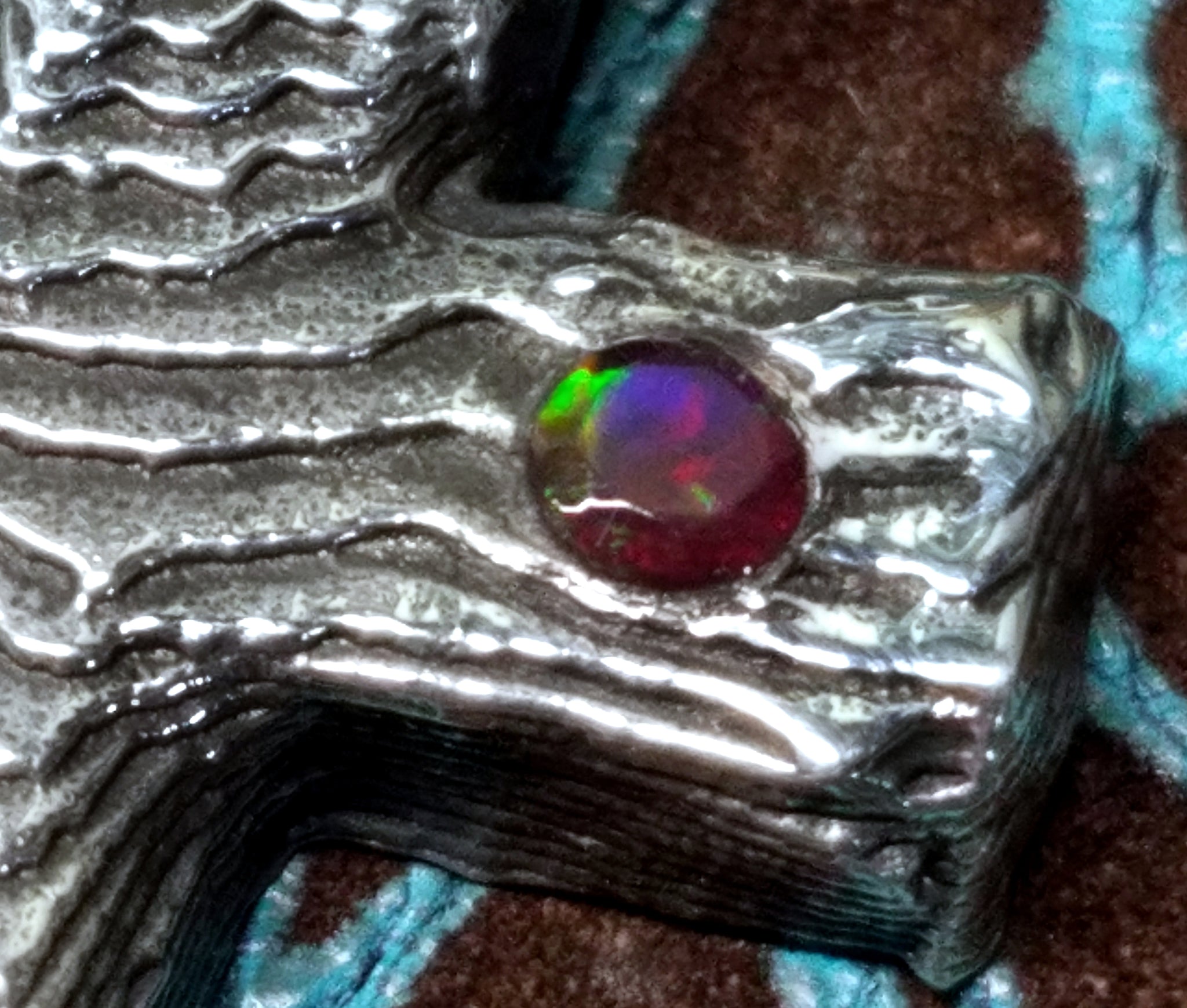 'Cross' Hand-carved Hand-poured Cuttlefish Solid Sterling Silver Pendant #1 by Phantom