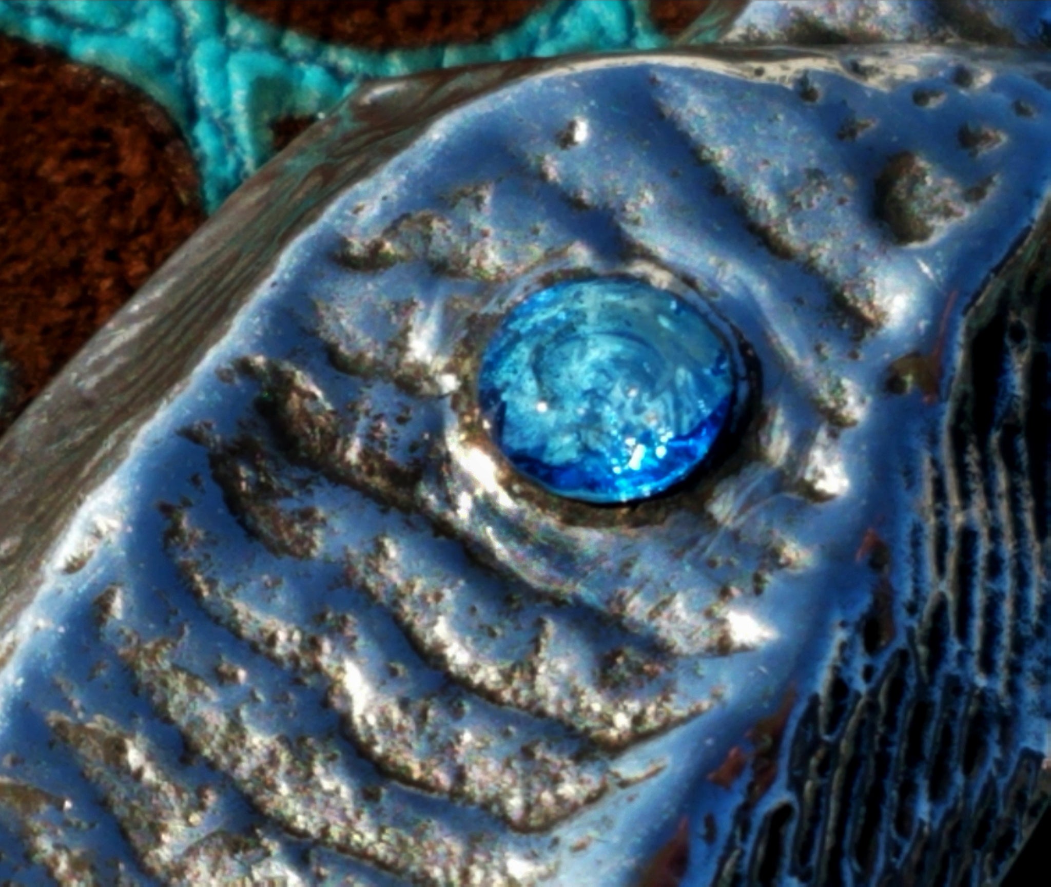 'Alien Seed' Hand-carved Hand-poured Cuttlefish Cast Pendant #3