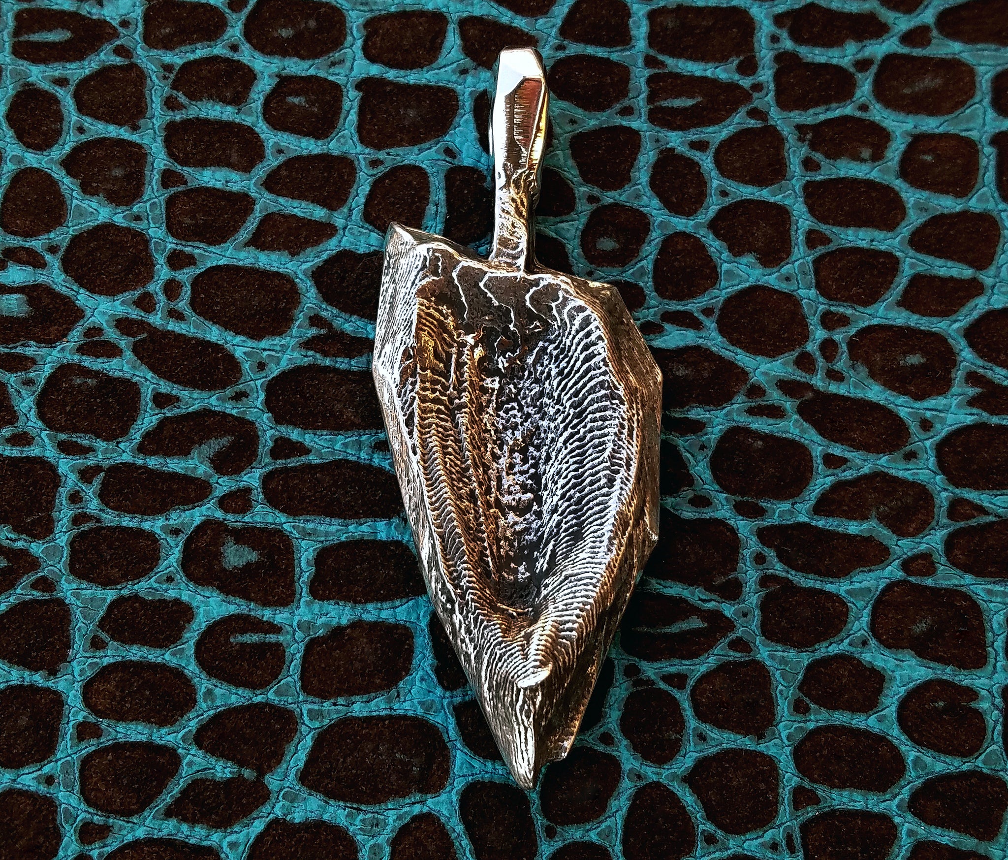 'Alien Artifact' Hand-carved Hand-poured Cuttlefish Cast Pendant #6 by Phantom