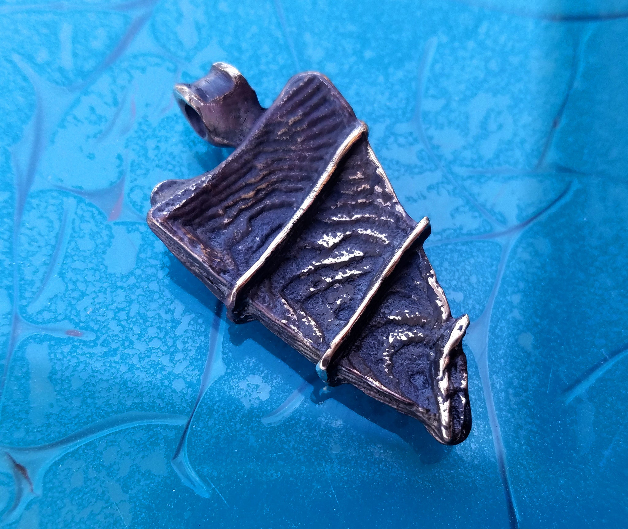 'Alien Artifact' Hand-carved Hand-poured Cuttlefish Cast Pendant #10 by Phantom