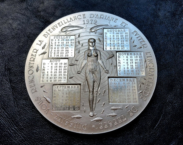 French Minotaur Calendar Sterling Silver medallion reverse