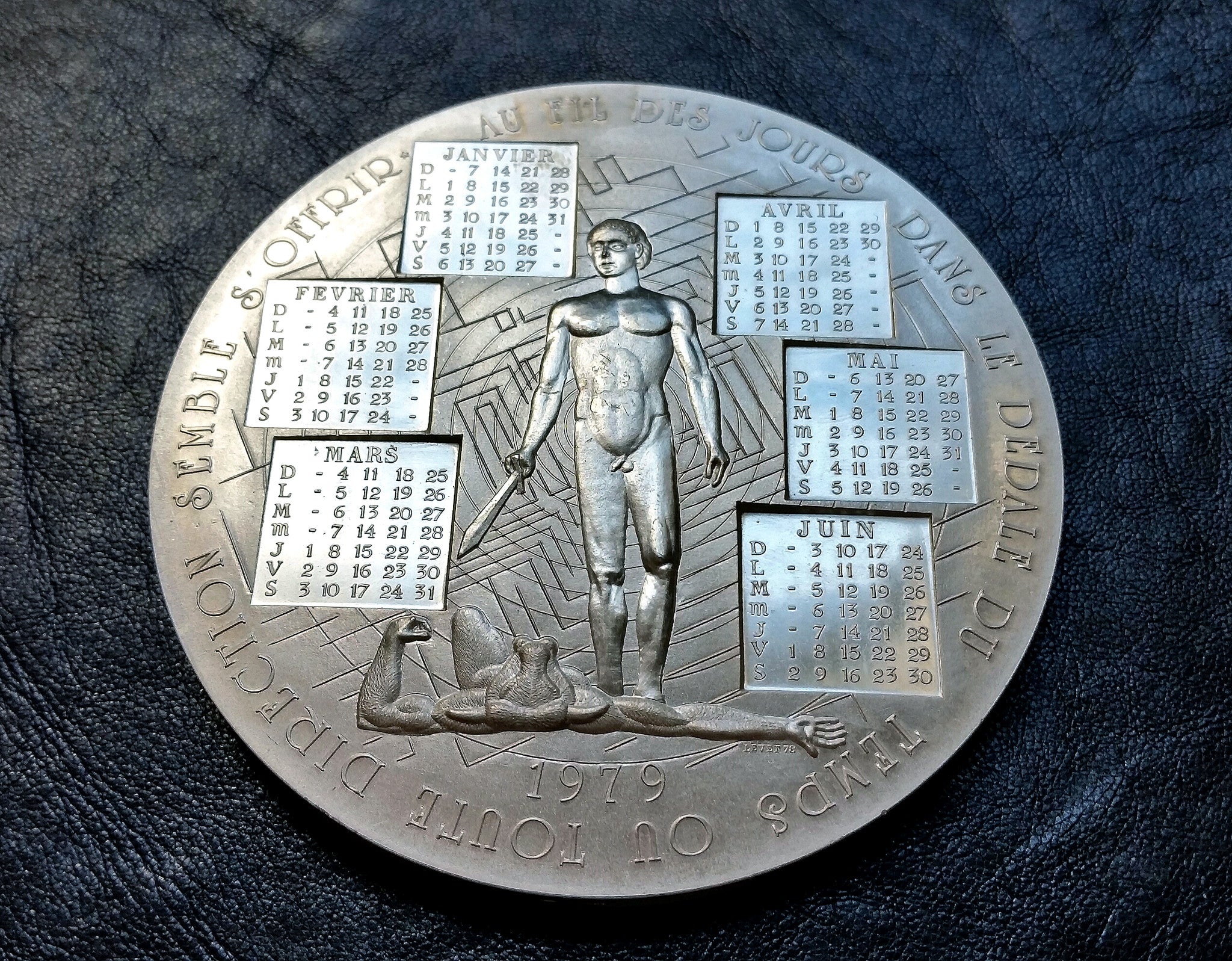 French Minotaur Calendar Sterling Silver medallion obverse