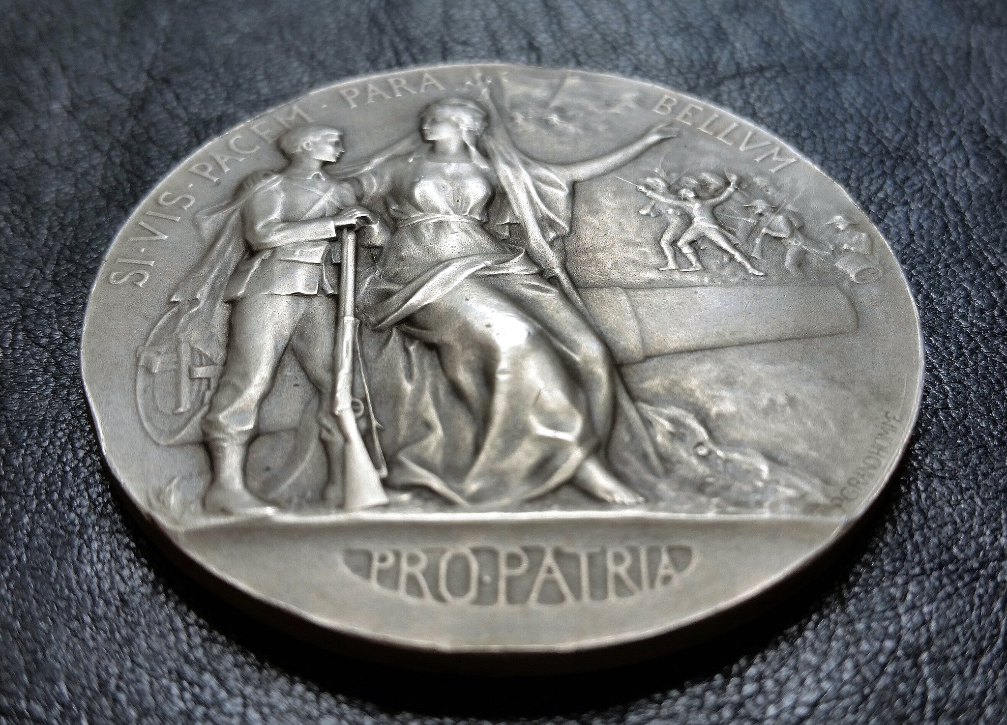 French Rise to Battle Sterling Silver medal obverse tilt