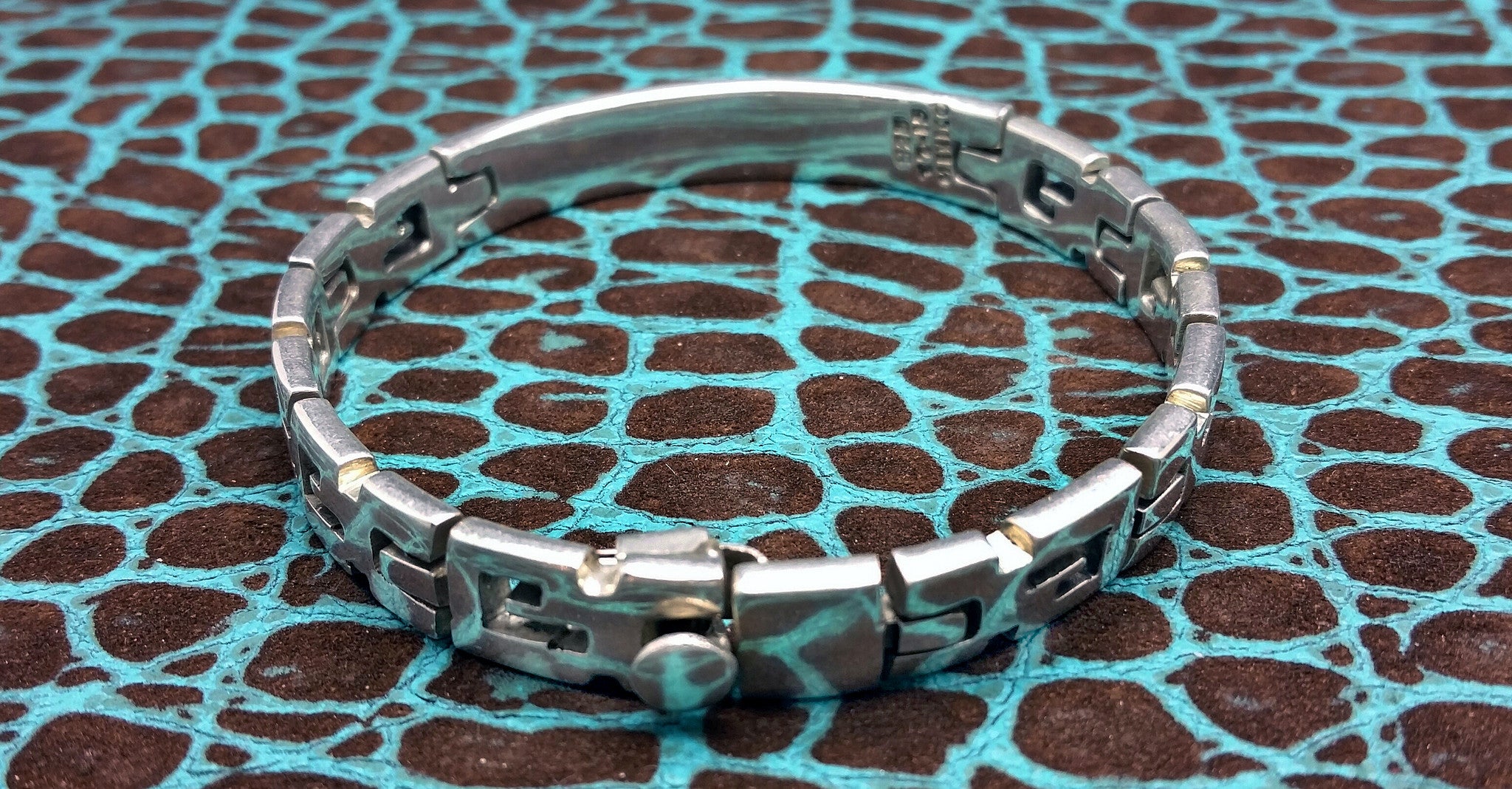 Mexican Vintage Taxco Hand Sculpted Sterling Silver Link Bracelet