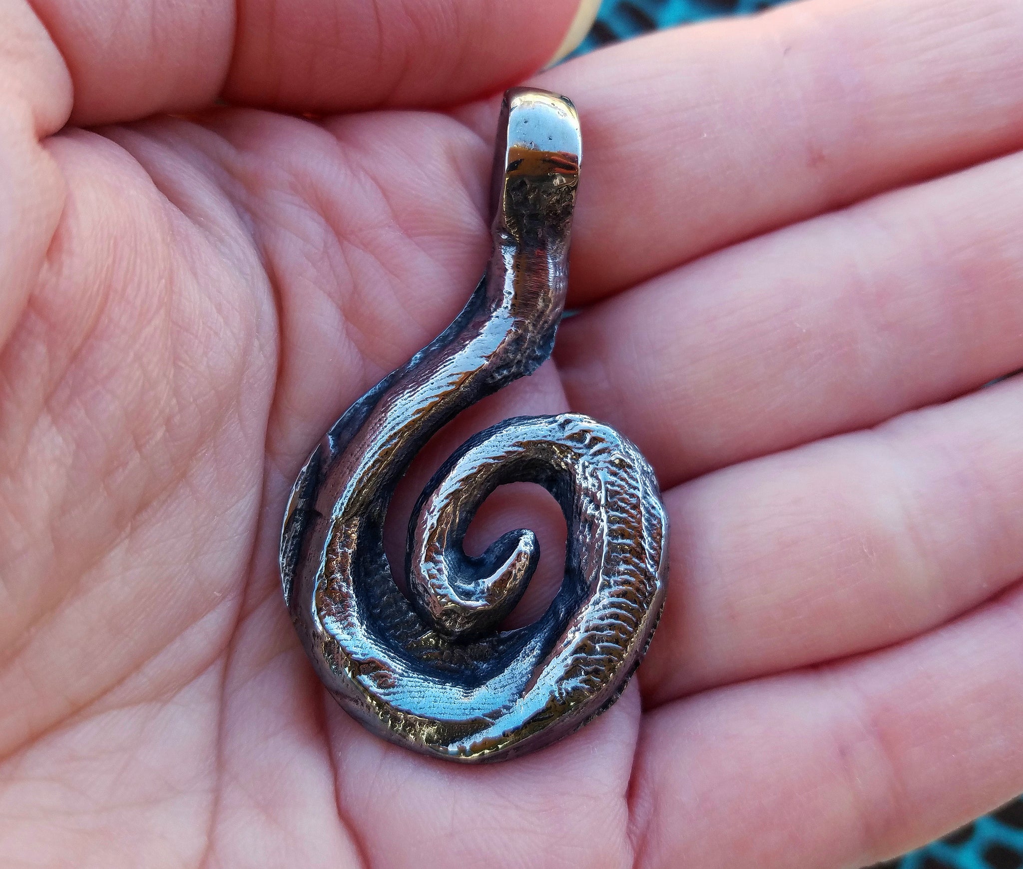 'Crashing Wave' Hand-carved Hand-poured Cuttlefish Pendant #1 by Phantom