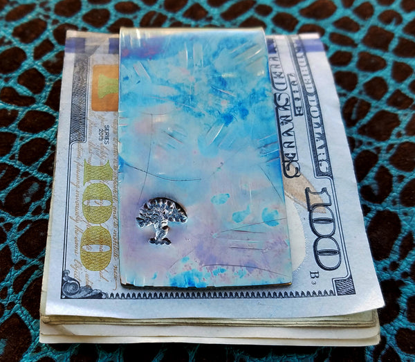 Distressed Multi-Color Patina Full Fold 935 Argentium Sterling Silver Money Clip by Phantom