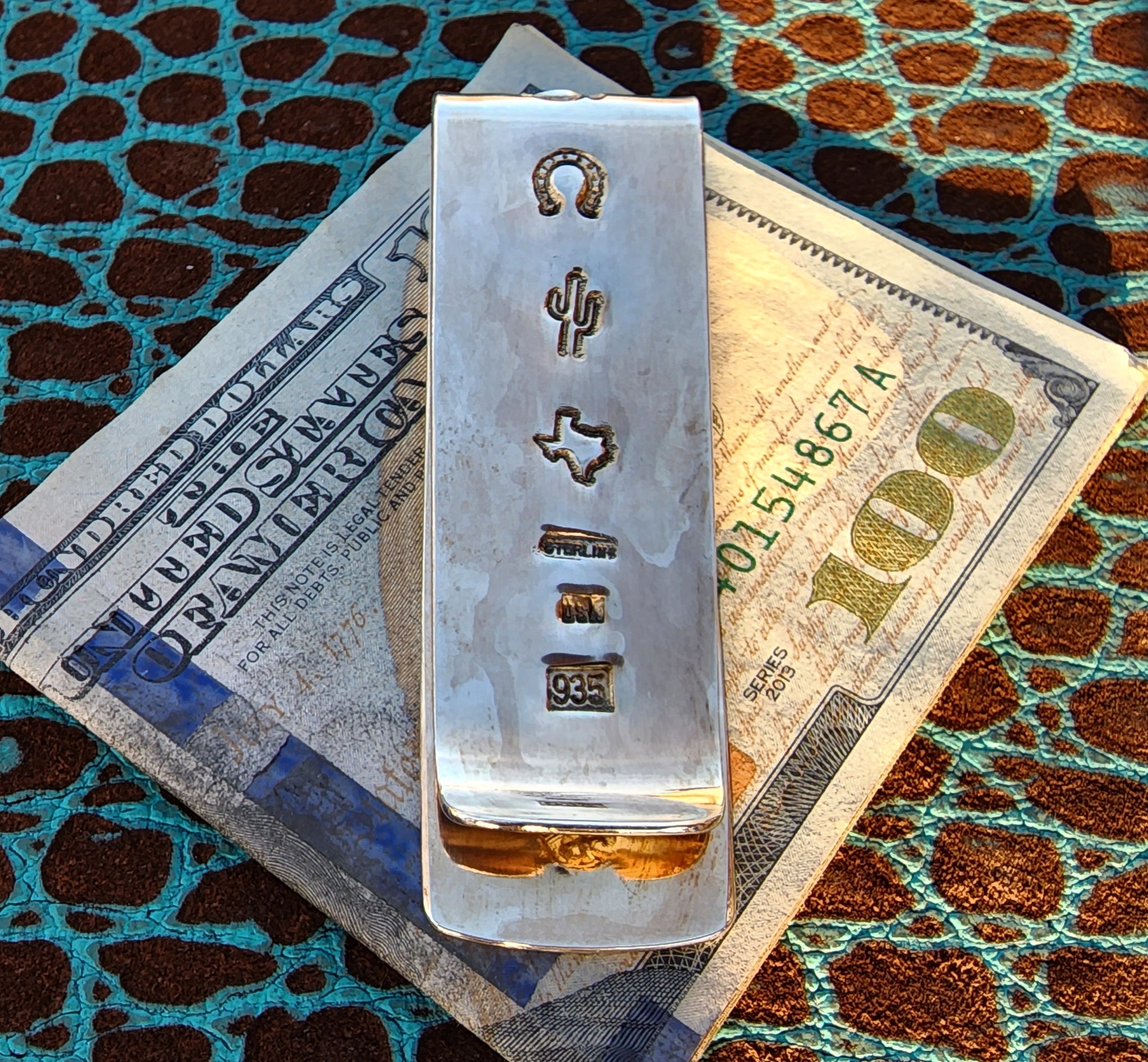 Sleek Stamp Featured Full Fold 935 Argentium Sterling Silver Money Clip by Phantom