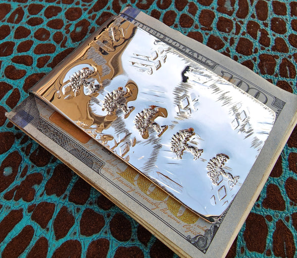 Distressed Tree Full Fold Wide 935 Argentium Sterling Silver Money Clip by Phantom