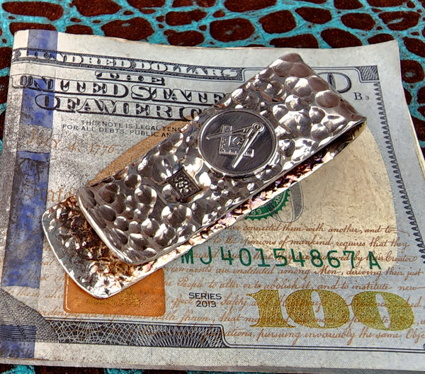 Hammered Freemason 935 Argentium Sterling Silver Money Clip by Phantom