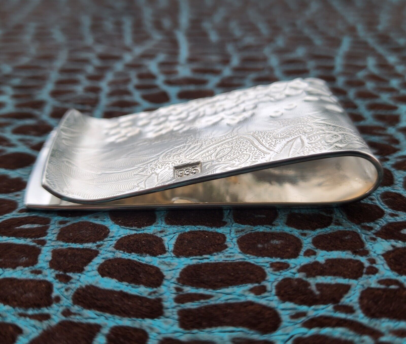 Half Hammered Half Earth Classic 935 Argentium Sterling Silver Money Clip by Phantom
