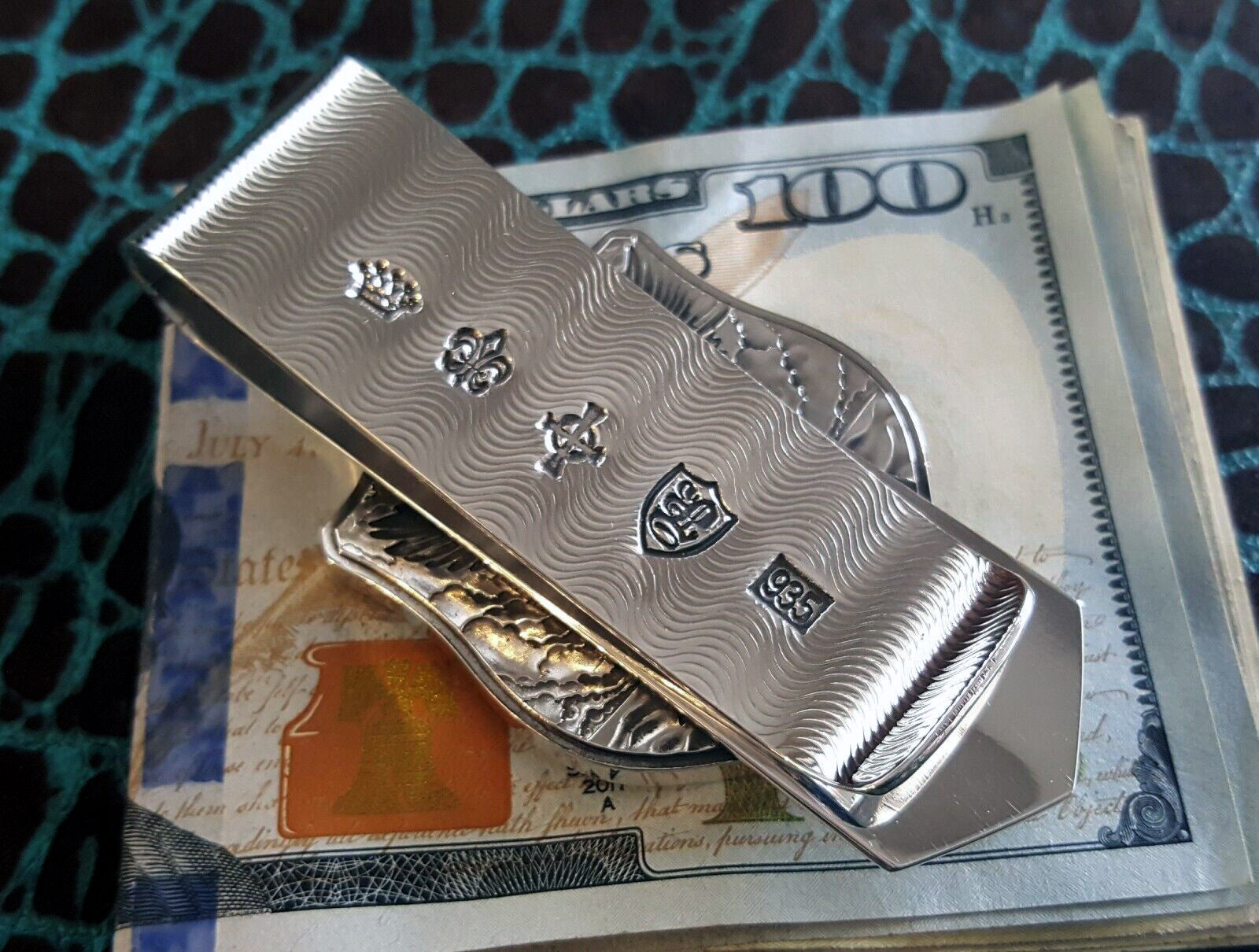 Waves Archangel Michael Shield Full Fold 935 Argentium Sterling Silver Money Clip by Phantom